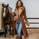 Manteau rétro western en denim pour femme, en peluche, chaud pour l'automne et l'hiver