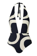 Colorblock halter badpak met hoge taille