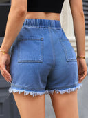 Shorts di jeans a vita alta con coulisse