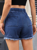 Shorts di jeans a vita alta con coulisse