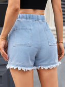 Shorts di jeans a vita alta con coulisse