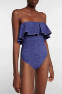 Denim Bandeau Énstyks Badedragt-sæt