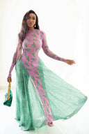 Vestido Maxi Fluído com Estampa Divertida de Lagosta