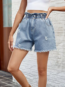 Vaskede Paperbag Denimshorts