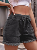 High-Waist Jeansshorts mit Kordelzug