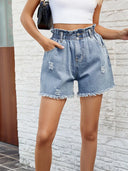 Vaskede Paperbag Denimshorts