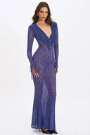 Vestido comprido sereia em malha transparente