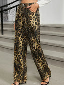 Jeans a gamba dritta con stampa leopardata autunnale