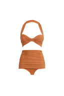 Halter mesh patchwork vintage bikini sæt
