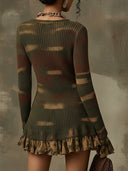 Robe mini en maille camouflage tons verts