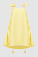 Gelbes 3D Blumen Lockeres Kurzkleid