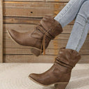 Stivali alla Caviglia Vintage Western con Nappine da Cowboy