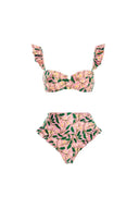 Mini Fırfırlı Çiçek Desenli Bikini Takımı