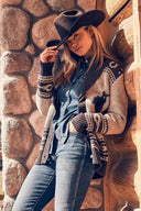 Cardigan con collo a scialle in stile western