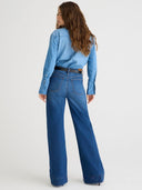 Klasik Yıkanmış İspanyol Paça Denim Pantolon
