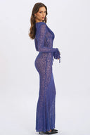 Vestido comprido sereia em malha transparente
