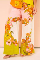 Conjunto de pantalones de pierna ancha con cintura elástica, bolsillos y estampado único