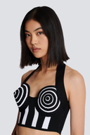 alphosine Neckholder Gestreiftes Strick Rock Set