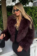 Jacke mit Revers und Pelz