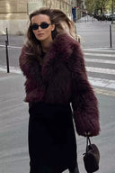 Jacke mit Revers und Pelz