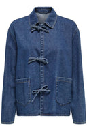 Giacca di jeans blu scuro con cravatta
