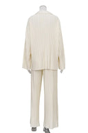 Set pantaloni cu mânecă lungă plisată, culoare solidă