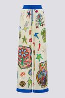 Clarette V-Ausschnitt Patchwork Hosen Set