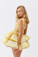 Cora One Shoulder Flæse Udskæring Mini Kjole i Gul