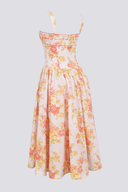 Cybèle Pfirsich Mohnblumen Print Midikleid