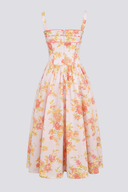 Cybèle Pfirsich Mohnblumen Print Midikleid
