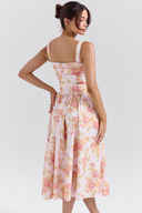 Cybèle Pfirsich Mohnblumen Print Midikleid