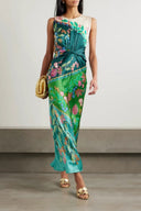 Satin Twist Printet Kjole