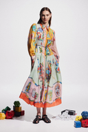 Danielle ballonærmet patchwork maxi-kjole