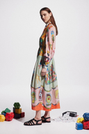 Danielle ballonærmet patchwork maxi-kjole