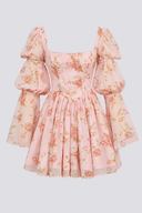 Divine Floral Mini-klänning med fyrkantig halsringning