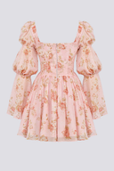 Divine Floral Mini-klänning med fyrkantig halsringning