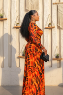 Vestido maxi tie-dye naranja quemado