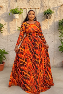 Vestido maxi tie-dye naranja quemado