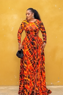 Vestido maxi tie-dye naranja quemado
