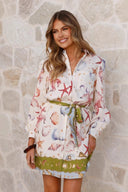 Rochie de resort tip A-line cu mâneci lungi