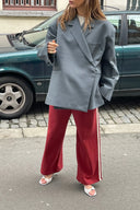 Blazer Oversize con Spacco Laterale Blu Acciaio