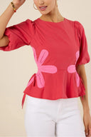 Top Izzie Contrast Floral con Lacci