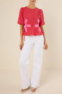 Top Izzie Contrast Floral con Lacci