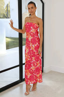 Abito Maxi Miya - Floreale Rosa/Rosso