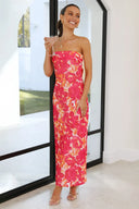 Abito Maxi Miya - Floreale Rosa/Rosso