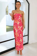Abito Maxi Miya - Floreale Rosa/Rosso