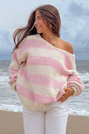 Maglione a righe con spalle scoperte