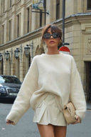 Strikket Crew Neck Casual Sweater