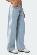 Low Waist lockere Jeans mit seitlichen Streifen und Schleife, weit geschnitten