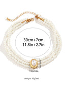 Collana corta con perle finte e perline turchesi